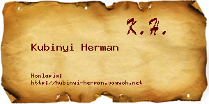 Kubinyi Herman névjegykártya